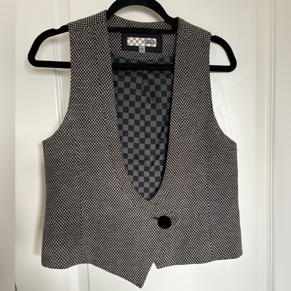 Vans Monochrome Checkered Pattern Vest - image 1